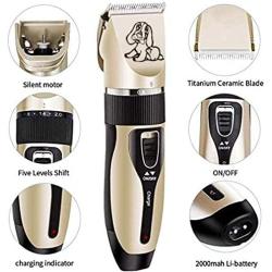 A/N Pet Clipper, Low Noise USB Rechargeable Trimmer,for Dogs, Cats and Other Domestic Animal pet Grooming 11 Piece Set