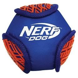 Nerf Dog Force Grip Hex Ball Dog Toy, Lightweight, Durable and Water Resistant, 6 Inches, for Medium/Large Breeds, Single Unit, Blue/Orange