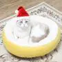 EDUJIN Cat Bed & Dog Bed, Calming Pup Dog Cat Bed for Small Medium Pet, Non-Slip Bottom, Machine Washable Round Warm Bed for Dogs with Fluffy Comfy Lining Plush Kennel(20'',24'')