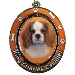 King Charles Cavalier Key Chain ''Spinning Pet Key Chains''Double Sided Spinning Center With King Charles Cavaliers Face Made Of Heavy Quality Metal Unique Stylish King Charles Cavalier Gifts