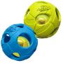 Nerf Dog Bash Ball Dog Toys with Interactive LED, Lightweight, Durable and Water Resistant, 2.5 Inches, for Small/Medium Breeds, Two Pack, Blue and Green (2085)