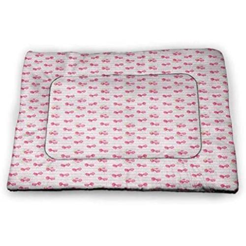 DayDayFun Wedding Pet Mat for Crate Funny Stencil Art Lips Moustache Mr and Mrs Retro Stylized Design Art Print Recycle Pet Mats Black Pink White