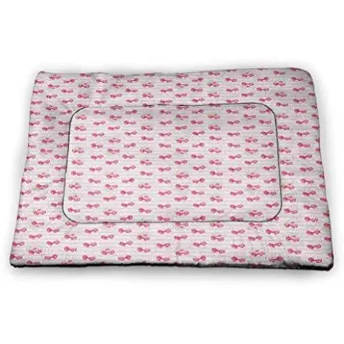 DayDayFun Wedding Pet Mat for Crate Funny Stencil Art Lips Moustache Mr and Mrs Retro Stylized Design Art Print Recycle Pet Mats Black Pink White DayDayFun Wedding Pet Mat for Crate Funny Stencil Art Lips Moustache Mr and Mrs Retro Stylized Design Art Print Recycle Pet Mats Black Pink White