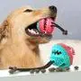 CHZHENG Dog Chew Toys, Non-Toxic Dog Treat Ball Teeth Cleaning Chew Toy Bite Resistant with Rope Dog Toothbrush for Small Medium Dog,Blue