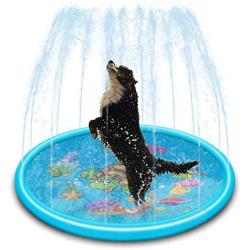 Splash Sprinkler Pad for Dogs Kids, 44 Inch Foldable Dog Bath Pool Thickened Durable Bathing Tub, Pet Girls Boys Wading Swimming Pool Summer Outdoor Games Water Play Mat