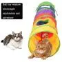 Cat Tunnel with Plush Ball, Interactive Peek-a-Boo Cat Chute Cat Tube Toy, Foldable Rainbow S-Tunnel for Indoor Cat, for Puzzle Exercising Hiding Training and Running with Fun Ball and 2 Peek Hole