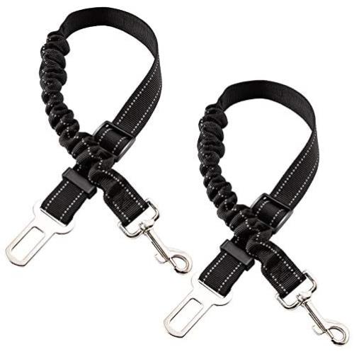 LUPAPA Dog Seat Belt for Vehicle Car (2-Pack), Adjustable Length Pet Seat Belt with Hook Lock and Seatbelt Buckle, Elastic Buffered Reflective Nylon for Shock Attenuation
