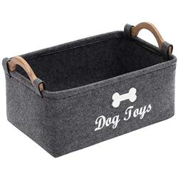 Geyecete Dog Toys Storage Bins - with Wooden Handle, Pet Supplies Storage Basket/Bin Kids Toy Chest Storage Trunk