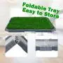 BINGPET Dog Grass Training Potty Pad, with Foldable Tray and Washable Pee Pads, Indoor Home Toilet System Pad, Portable Bathroom Mat for Puppies, Small Medium Doggies