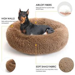 FORCHEER Calming Donut Dog Bed for Large Medium Small Dogs Removable Washable Comfy Cuddler Round Cat Beds in Multiple Sizes (23''/35''/47'')