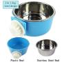 Joyoldelf Dog Bowl Feeder Pet Puppy Food Water Bowl, 2-in-1 Plastic Bowl & Stainless Steel Bowl, Mountable Cat/Rabbit/Bird/Hamster/Shitzu/Ferret Food Basin Dish Perfect for Crates