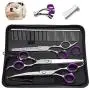 FanArti 8'' Stainless Steel Dog Grooming Scissors Kit With Blunt Round Tip Professional 4CR Heavy Duty Titanium Coated Pet Trimmer Kit Low Noise Thinning, Straight, Curved Shears Comb for Long Hair FanArti 8'' Stainless Steel Dog Grooming Scissors Kit With Blunt Round Tip Professional 4CR Heavy Duty Titanium Coated Pet Trimmer Kit Low Noise Thinning, Straight, Curved Shears Comb for Long Hair
