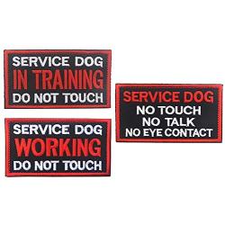 3 Pcs Service Dog Morale Badge Embroidereed Dog Patches Working in Training Do Not Touch Hound Travel Hiking Backpack Saddlebags/Morale Service Dog Patches for Pet Tactical Harness Vest DBG1-3P-1