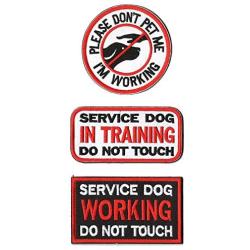 SOUTHYU 3 Pack Service Dog Patches with Hook & Loop Backing - Embroidered Tactical Military Morale Patch Badge - Service Dog Working in Training Do Not Touch Tags for Pet Harness Vest