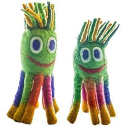 Le Sharma Eco Octopus – Handmade 100% Natural Boiled Wool Pet Toys – Eco- Friendly Dog Toys - Organic Dog Toys- Design in USA - Small Size : 9 Inches- Green Color