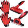 Complete Professional Pet Grooming Kit | Self Cleaning Slicker Brush for Dogs & Cats | Pro Grooming Brush Effectively Reduces Shedding Fur | Pet Hair Remover Brush Gloves | Combo Gift Set