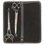 ShearsDirect Professional Japanese Stainless 7.5-Inch Straight and Curved Grooming Shears with Opposing Handle, Set of 2