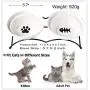 Jyipsonm Natural Ceramic Raised Double Cat Bowls Cute Pet Feeder Bowl Dishes Elevated Food and Water Bowls with Metal Raised Anti-Skid Stand