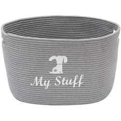 Geyecete Dog Storage Basket Oval Cotton Rope Basket Dog Toy Storage Basket - Laundry Basket Storage Bin Pet Toy Storage Boxes Living Room Organizer