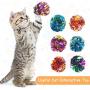 Sumind 24 Pieces Colorful Crinkle Cat Toys Balls Kitten Mylar Balls with Rustle Sound for Playing and Interact with Cats (Random Color)