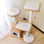 Modern Cat Tree, 6 Level Wooden Cat Tower, Kitten Play House with Sturdy Scratching Posts, Spacious Condo Hanging Ball and Removable Mats