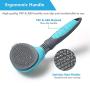 RPGT Self Cleaning Grooming Brush Bendable without Dead Anglee Pet Shedding Grooming Tools 11cm Blue for Dog & Cat with Long or Short hair
