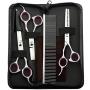 Pet Grooming Scissors Kit - Cat Dog Grooming Scissors - 5 PCS( For Trimming Body, Face, Ear, Nose, Paw) , Sharp Shears with Safety Rounded Tips for Small, Medium & Large Pets ( Include Grooming Comb )