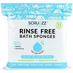 Scrubzz Disposable No Rinse Bathing Wipes - 25 Pack - All-in-1 Single Use Shower Wipes, Simply Dampen, Lather, and Dry Without Shampoo or Rinsing