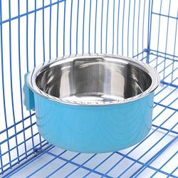 Crate Dog Bowl, Removable Stainless Steel Water Food Feeder Bowls Hanging Pet Cage Bowl Cage Coop Cup for Dogs Cats Puppy Rabbits Bird and Small Pets