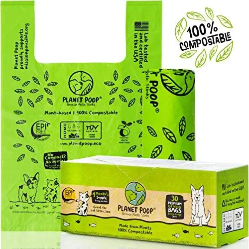 Compostable Dog Poop Bag, Cat Litter Box Clean-up, XL Sized Pet Waste Bags with Handles. Pooper Scooper & Swivel Bin Waste Bags Refill. Biodegradable Poop Bags for dogs. Extra-Large Grocery Bag Size Compostable Dog Poop Bag, Cat Litter Box Clean-up, XL Sized Pet Waste Bags with Handles. Pooper Scooper & Swivel Bin Waste Bags Refill. Biodegradable Poop Bags for dogs. Extra-Large Grocery Bag Size