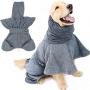 ROZKITCH Hoodie Dog Bath Robe with Belt and Pockets for Medium Large and Extra Large Dogs Adjustable, Super Absorbent Terry Cloth Pet Shower Towel, Grooming Accessory Microfiber