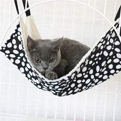 Rolybag Pet cage Hammock,pet Hammock,pet Cats Hammock,Soft Plush pet Bed,Suitable for Ferret Cotton Hammock,Guinea Pig,Hamster,Gerbil, Kittens,Cats cage,etc (Black-White dot 2)