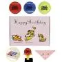 PIKASEN Deluxe Dog Gift Box with 4 Squeak Tennis Balls and 6 Non-Squeak Dog Tennis Ball - 1 Dog Selfie Clip and 1 Dog Birthday Bandana