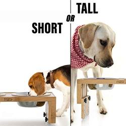 Prosumers Choice Bamboo Adjustable Height Dog Bowls and Stand - 4.7 to 7.7 Inches Tall