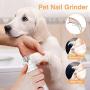 Dog Nail Grinder Nail Files Grinder Dog Nail Trimmer and Gromming Tools Powerful 2 Speed Rechargeable Electric Pet Claw for Large Small Dogs Cats, White