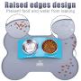 Super Design Silicone Waterproof Placemat - Bone Shaped Pet Feeding Mat, Silicone Raised Lip Non Spill Dog Cat Bowl Mat
