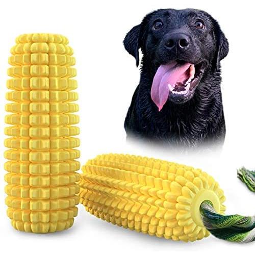 ANTOOH Dog Toys for Aggressive chewers Large Breed,Squeaky Dog Toys for Medium Large Dogs,Corn Dog Toys for Training and Cleaning Teeth