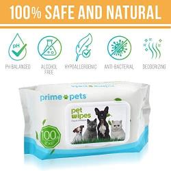 Pet Wipes for Dogs & Cats, Multi Purpose Deodorizing Hypoallergenic Dog Wipes, 100% Fragrance Free, Natural & Friendly Pet Grooming Wipes for Cleaning Faces Bums Eyes Ears Paws Teeth, 100Count/ Pack