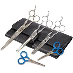 Top Performance 5-Piece Shear Kits with Cases — Durable Shears for Grooming Dogs