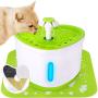 THMY Cat Water Fountain 2L Pet Drinking Fountain,LED Night Vision Water Level Window,Dog Fountain with DC Silent Pump,Heart Shape Flower Design,1 Silicon Mat & 1 Activated Carbon Filter,Green