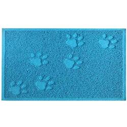 UUME Rectangle Pet PVC Bowl Mat Waterproof Dog Cat Mat Non-Stick Non-Slip Anti-Spill Easy Clean Pet Feeding Mat for Food and Water Blue 1Pcs