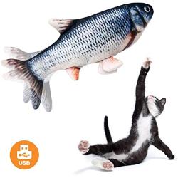 Moving Fish Cat Toy, Realistic Flopping Fish, Wagging Fish Cat Kicker Toys, Plush Interactive Pets Chew Bite Supplies for Cat Exercise, Cat-Fish-Toy-Kitty-Interactive