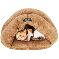 Soft Comfortable Pet Bed for Cat Small Dogs Puppies Portable Travel Triangle Cave Bed Indoor Self-Warming Cozy Plush Kitty Nest Mat Pad Anti-Slip Snooze Pet Cushion Sleep Bag Calming Sofa Bed