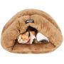 Soft Comfortable Pet Bed for Cat Small Dogs Puppies Portable Travel Triangle Cave Bed Indoor Self-Warming Cozy Plush Kitty Nest Mat Pad Anti-Slip Snooze Pet Cushion Sleep Bag Calming Sofa Bed