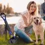 Balhvit Non-Breakable Pet Pooper Scooper for Dogs, Portable Dog Pooper Scooper with Long Handle & High Strength Durable Spring, Foldable Dog Poop Waste Pick Up Rake, Jaw Claw Bin for Grass and Gravel
