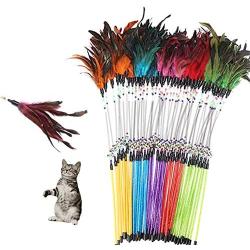 Sandulescu2975 Pet Cat Feather Spring Stick Teaser Kitten Interactive Bell Rod Wand Playing Toy - Krinkle Real Variety Natural Friendly Sellers Hedgehog Filled Easter Butterfly Hide Chaser Fuzzy W