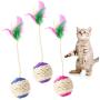 MOMU Pet Cat Kitten Toy Rolling Scratching Ball Tumbler Interactive Doll with Feather