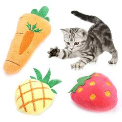 ocijf179 Cat Toy Pet Cat Kitten Cute Carrot Pineapple Shape Plush Doll Catnip Molar Bite Chew Toy - Carrot #