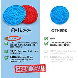 Petkoo Dog Lick Mat Set of 2 with Scrub Brush - Silicone Lick Pad for Pet Bath - Stronger Suction Cups for Shower or Tub - for Grooming, Trimming Nails, Distraction, Pet Training, Calming Anxiety