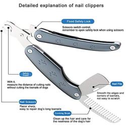 KUSSONLI Pet Nail Clippers and Trimmers-Multifunctional Foldable Type with Safety Guards to Avoid Excessive Cutting, Built-in Nail File and Comb,Stylish Appearance,Professional Grooming Tool.